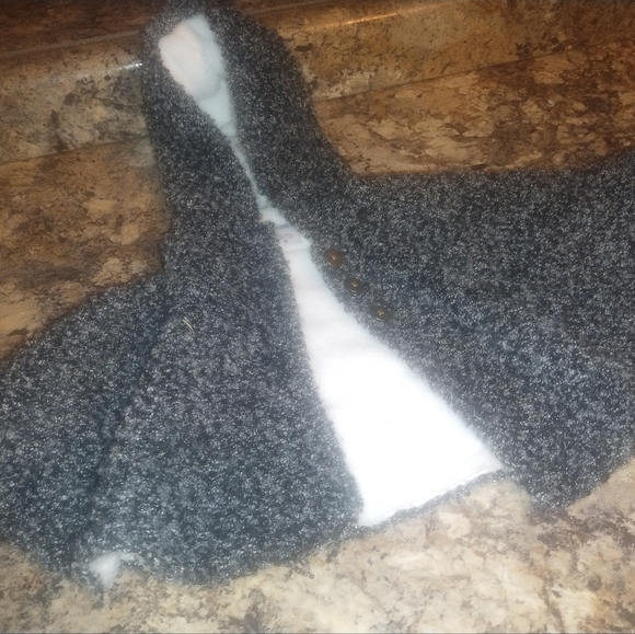 Gray Hooded Cape Parka Style with Buttons Grey White 3m - Picture 2 of 6